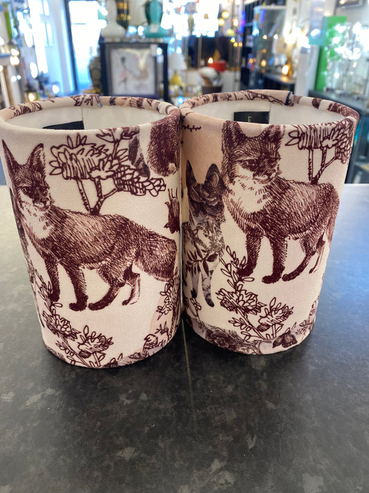 Hand Crafted Drum Pair of Lampshades - Woodland Animals