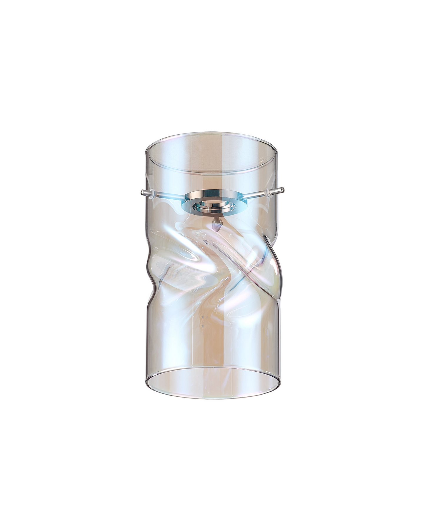 Baron Tall Twisted Cylinder Glass Shade With Polished Chrome 3 Rod Suspension Plate