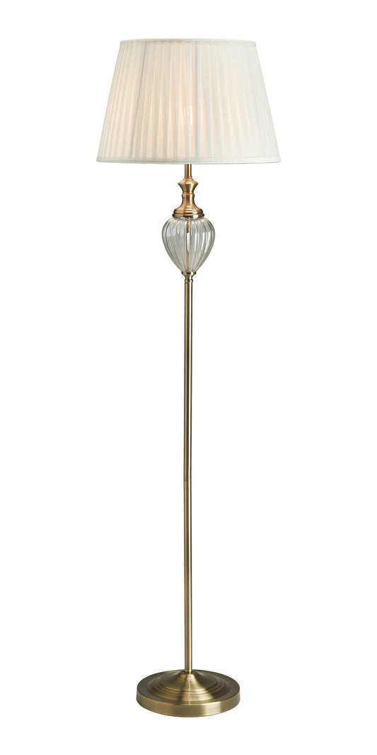 Blaydon Glass Floor Lamp With Pleated Shade