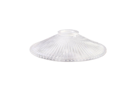 Flattened Ribbed Effect Clear Glass Lampshade