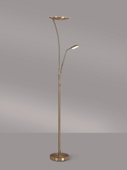 Maktra LED Touch Dimmable Uplighter Mother and Child Floor Reading Lamp With USB Port