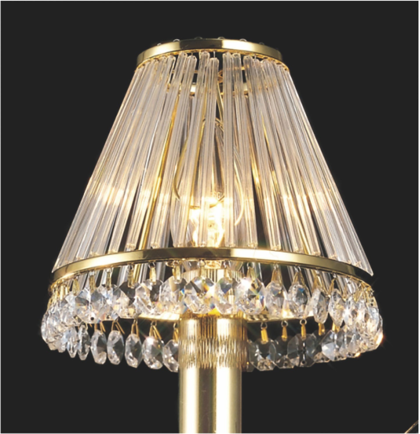 Crystal Clip-On Shade With Glass Rods for Chandeliers and Wall Lights