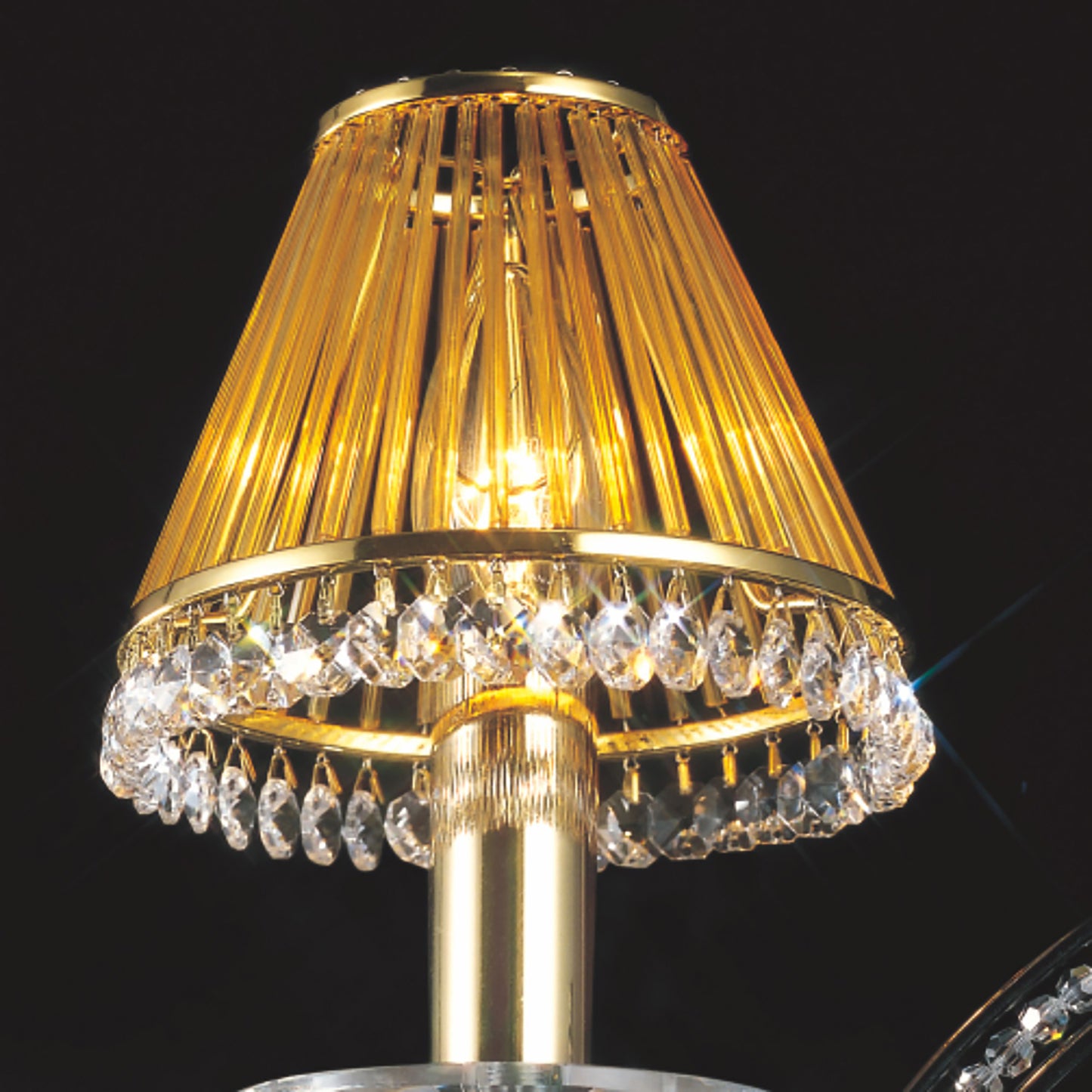 Crystal Clip-On Shade With Glass Rods for Chandeliers and Wall Lights