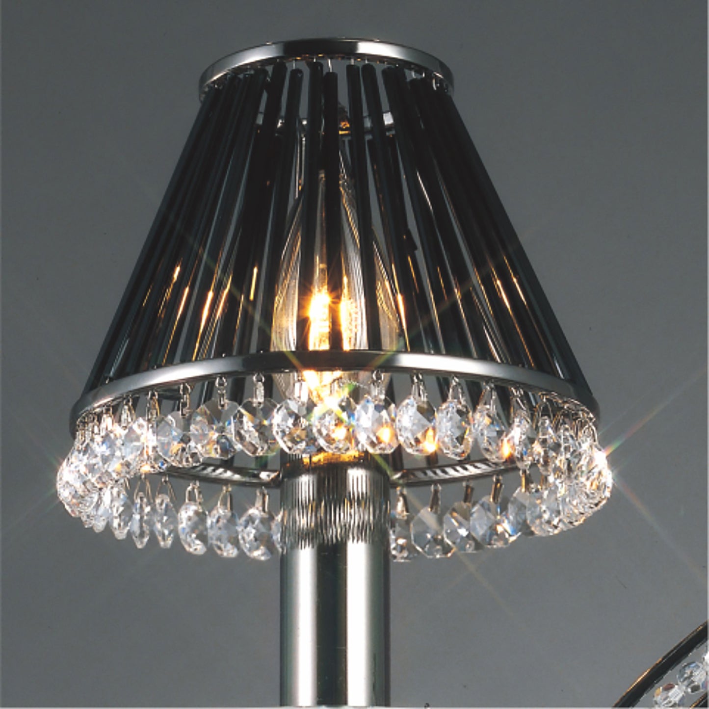 Crystal Clip-On Shade With Glass Rods for Chandeliers and Wall Lights