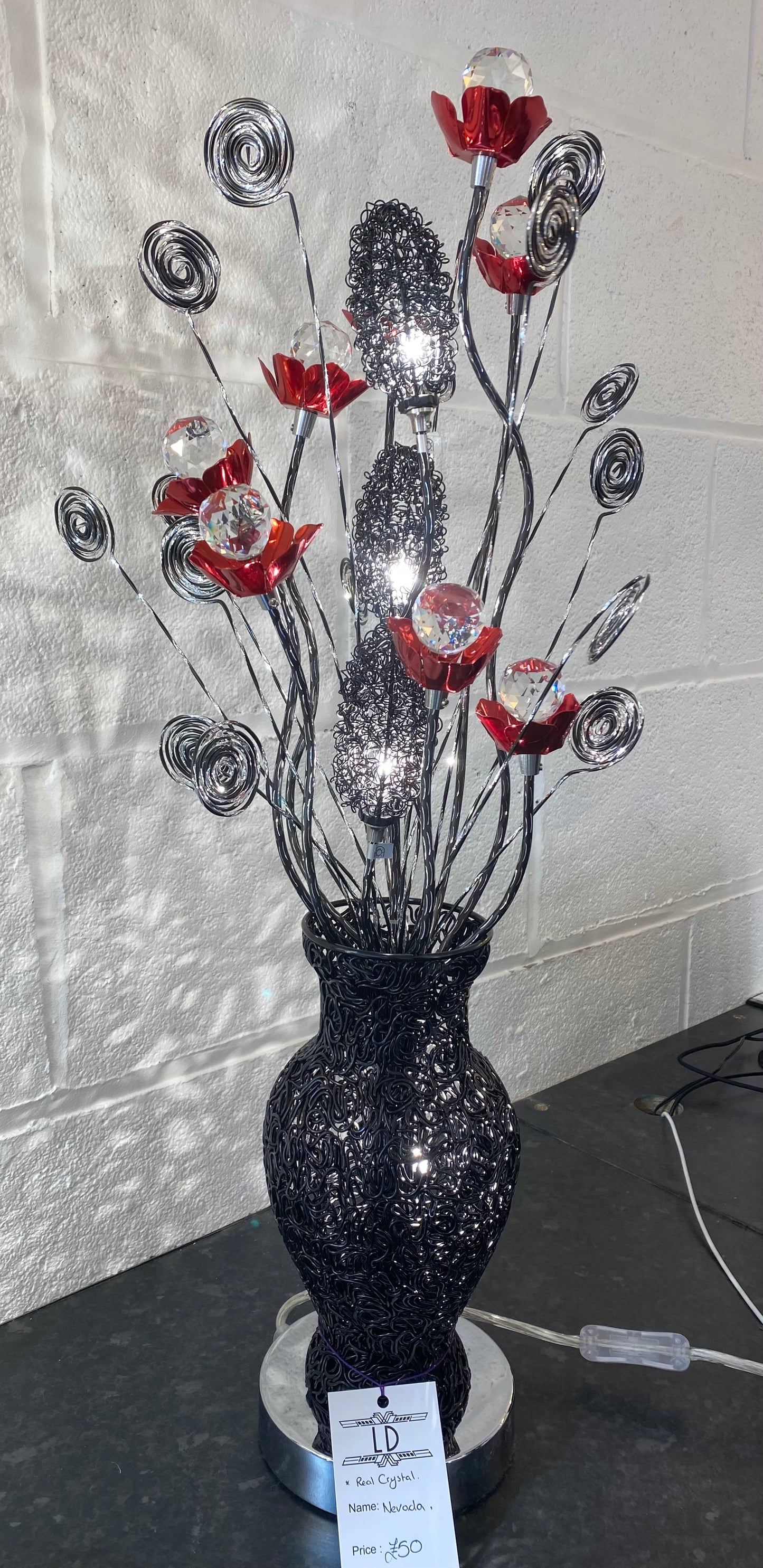 Nevada Crystal Flower Table Lamp by Cassia Twigue