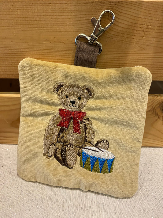 Handmade and Embroidered Bear Velvet Purse
