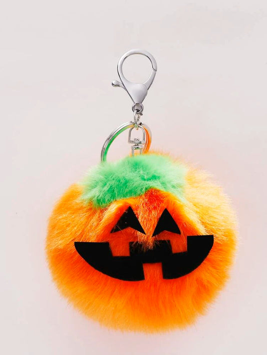 Halloween Pumpkin Pompom Bag Charm / Keyring