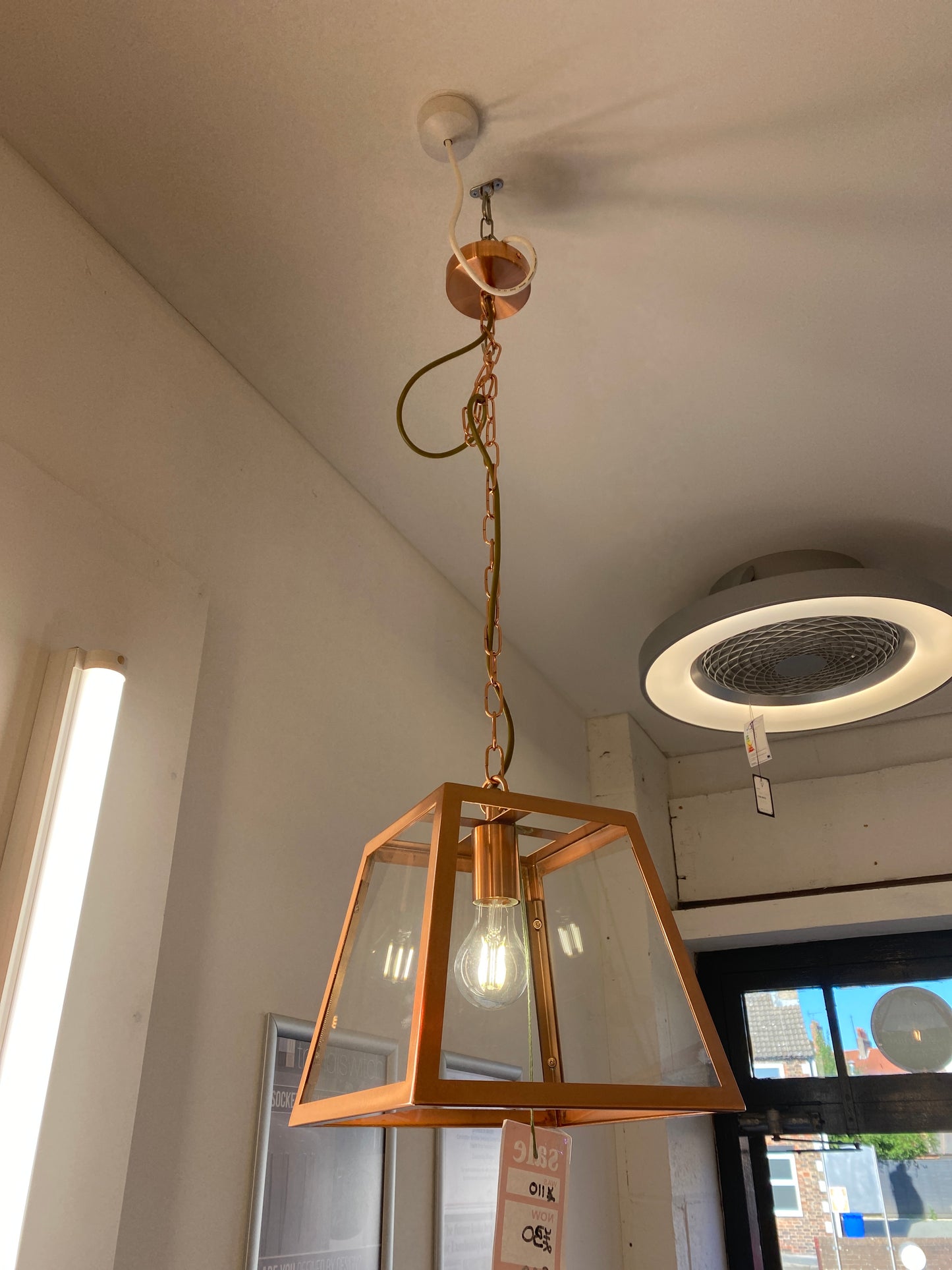 Riga Single Pendant Lantern in Copper with Clear Glass