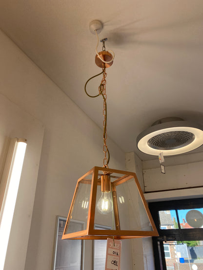 Riga Single Pendant Lantern in Copper with Clear Glass