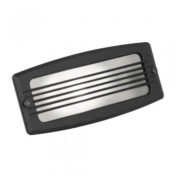 Recessed Matt Black IP44 Rated Brick Light with Slatted Grill and Opal Diffuser . 1 x E27