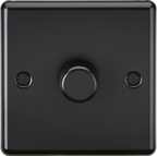 Knightsbridge - 1 Gang Single Metal Rounded Edge 1G Dimmer Switch with Intelligent Dimmer Module - Luminosity Designs Ltd