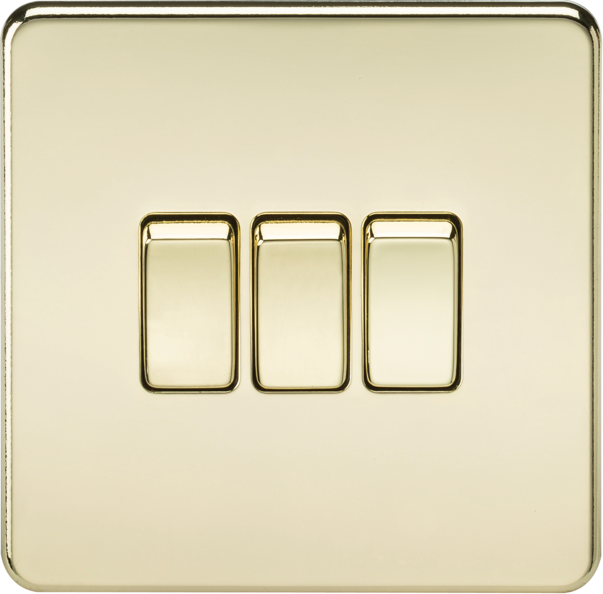 Polished Brass Flat Plate 10AX 3G 2-way Light Switch