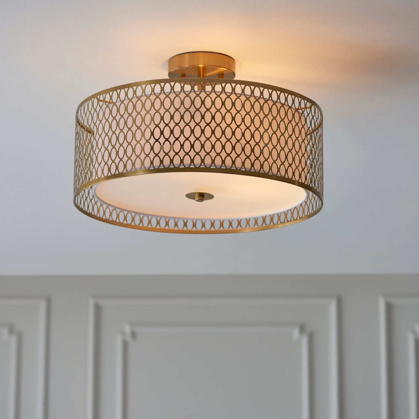 Cordero Semi Flush Ceiling Fitting with Shade, Diffuser and Metal Honeycomb Trim