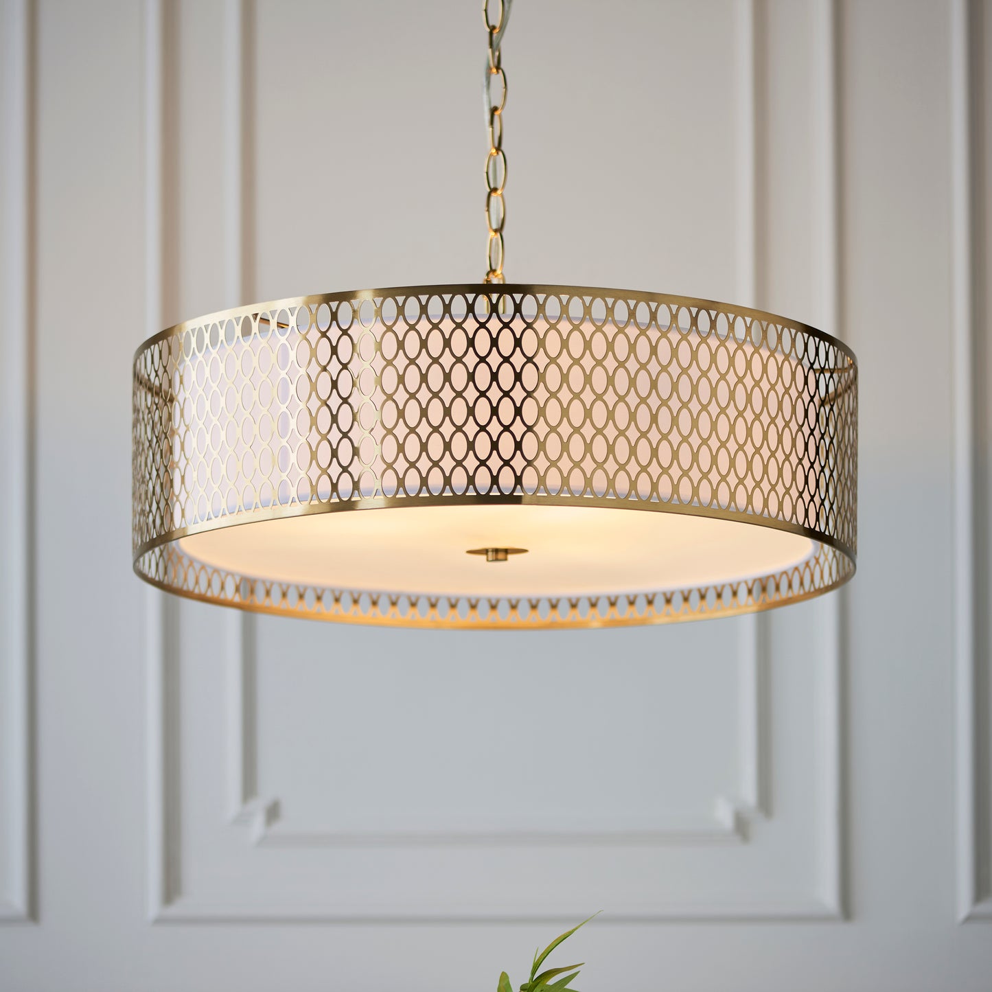 Cordero Ceiling Pendant Light Fitting with Shade, Diffuser and Metal Honeycomb Trim