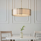 Cordero Ceiling Pendant Light Fitting with Shade, Diffuser and Metal Honeycomb Trim