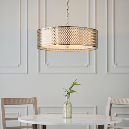 Cordero Ceiling Pendant Light Fitting with Shade, Diffuser and Metal Honeycomb Trim