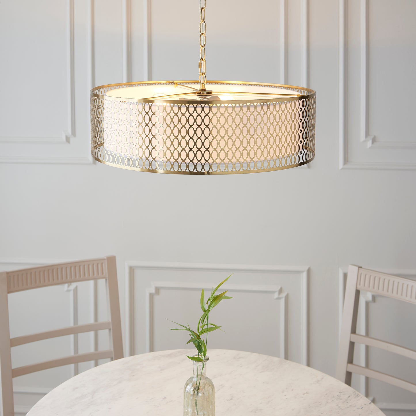 Cordero Ceiling Pendant Light Fitting with Shade, Diffuser and Metal Honeycomb Trim