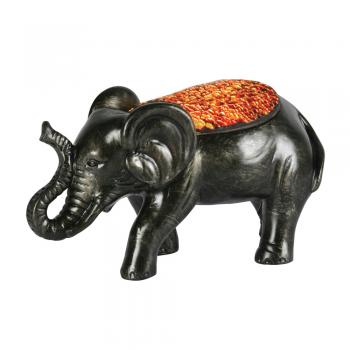 Tiffany Mosaic Crackle Glass African Elephant Table Lamp with Inline Switch, 1x SES Pygmy  (Oaks 1029)