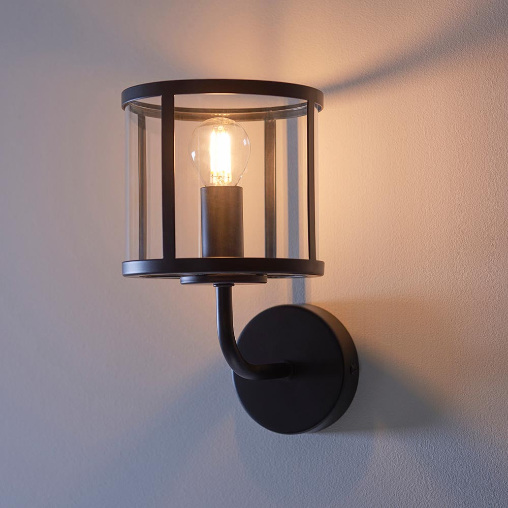 Hopton Industrial Vintage Wall Lantern Light, 1x E27