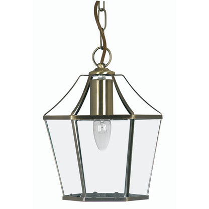 Dulverton Traditional Lantern Pendant with Glass Sides, 1x E27 (Oaks 1044)