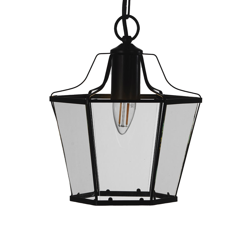 Dulverton Traditional Lantern Pendant with Glass Sides, 1x E27 (Oaks 1044)