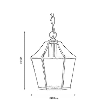 Dulverton Traditional Lantern Pendant with Glass Sides, 1x E27 (Oaks 1044)