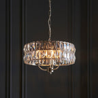 Endon Clifton 3 Light Ceiling Light in Antique Brass or Chrome with Glass Panels (END/104466)