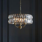 Endon Clifton 3 Light Ceiling Light in Antique Brass or Chrome with Glass Panels (END/104466)