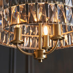Endon Clifton 3 Light Ceiling Light in Antique Brass or Chrome with Glass Panels (END/104466)
