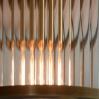 Ridgeton Flush Ceiling Light With Antique Brass Framework and Ribbed Glass Panel Shade, 1x E27