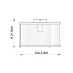 Ridgeton Flush Ceiling Light With Antique Brass Framework and Ribbed Glass Panel Shade, 1x E27