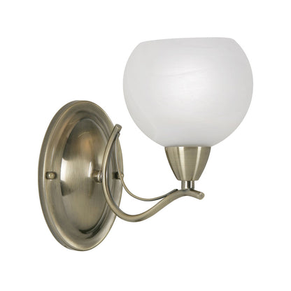 Luanda Metal and Frosted Glass Single Wall Light, 1x SES, Unswitched (Oaks 1063)