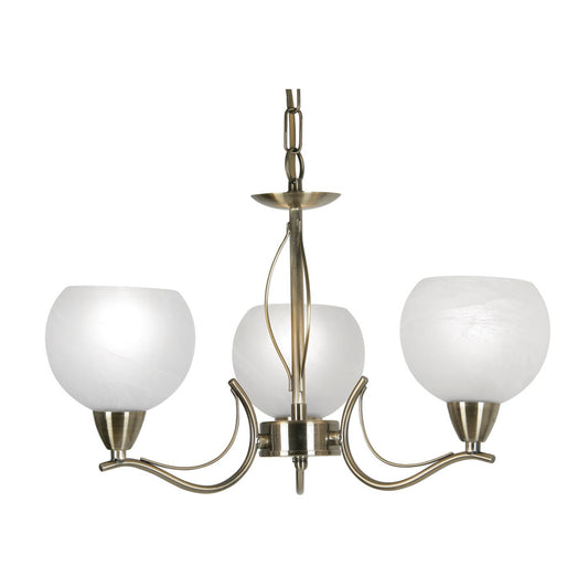 Luanda 3 Light Victorian Style Pendant with Metal Frame and Frosted Glass (Oaks 1063/3)