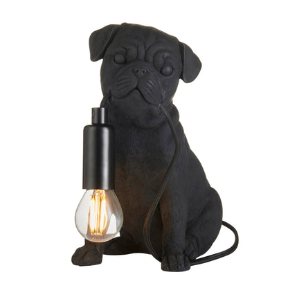 Pug Sculpture Table Lamp With Braided Cable and E14 Lamp holder (ENDON 107324 / 107325)