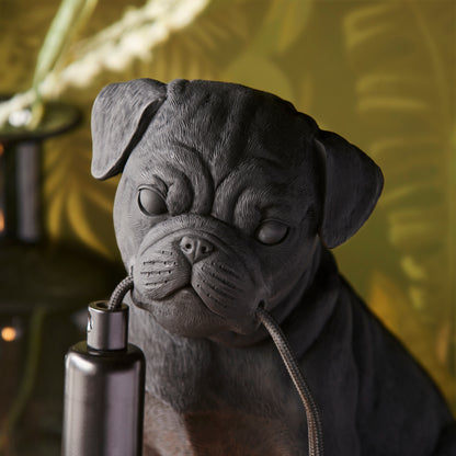 Pug Sculpture Table Lamp With Braided Cable and E14 Lamp holder (ENDON 107324 / 107325)