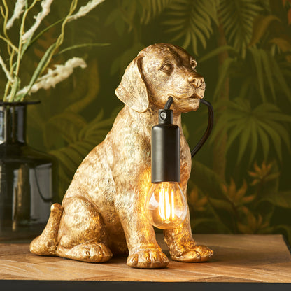 Labrador Puppy Sculpture Table Lamp With Braided Cable and E14 Lamp holder (ENDON 107364 / 107365)