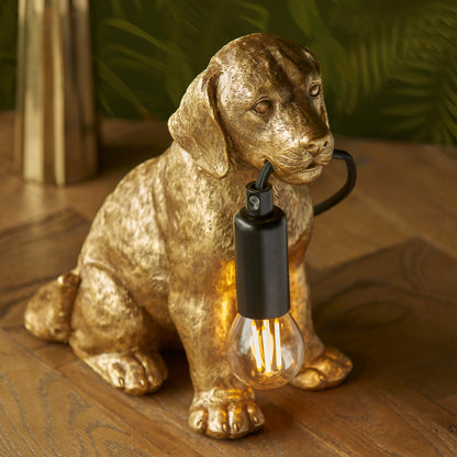 Labrador Puppy Sculpture Table Lamp With Braided Cable and E14 Lamp holder (ENDON 107364 / 107365)