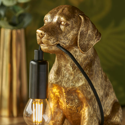 Labrador Puppy Sculpture Table Lamp With Braided Cable and E14 Lamp holder (ENDON 107364 / 107365)