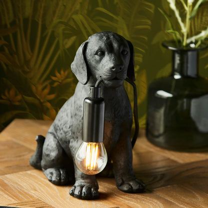 Labrador Puppy Sculpture Table Lamp With Braided Cable and E14 Lamp holder (ENDON 107364 / 107365)