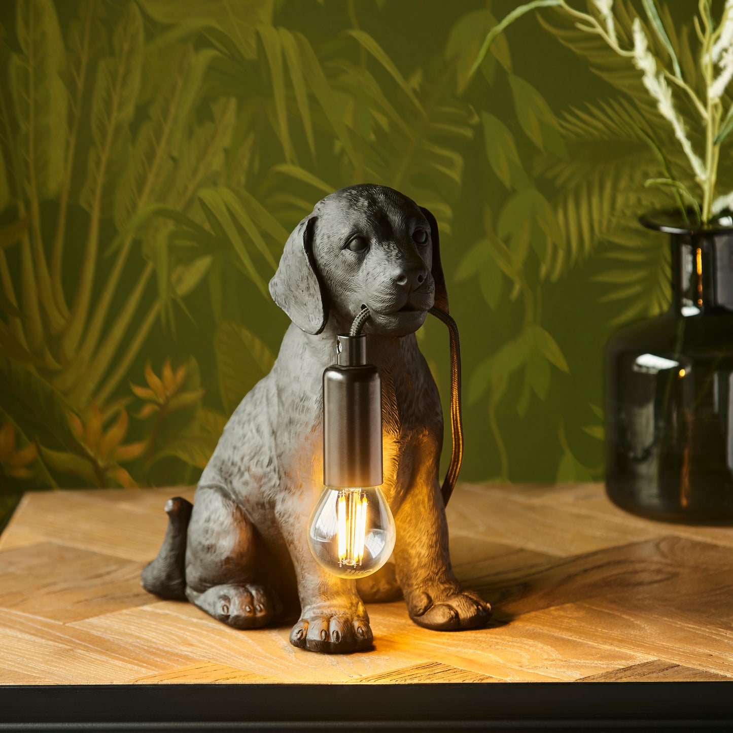 Labrador Puppy Sculpture Table Lamp With Braided Cable and E14 Lamp holder (ENDON 107364 / 107365)