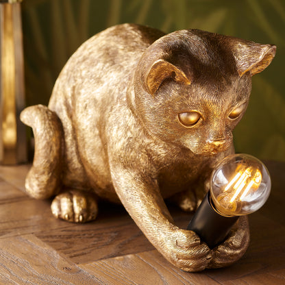 Kitten Sculpture Table Lamp With Braided Cable and E14 Lamp holder (ENDON 107389 / 107390)