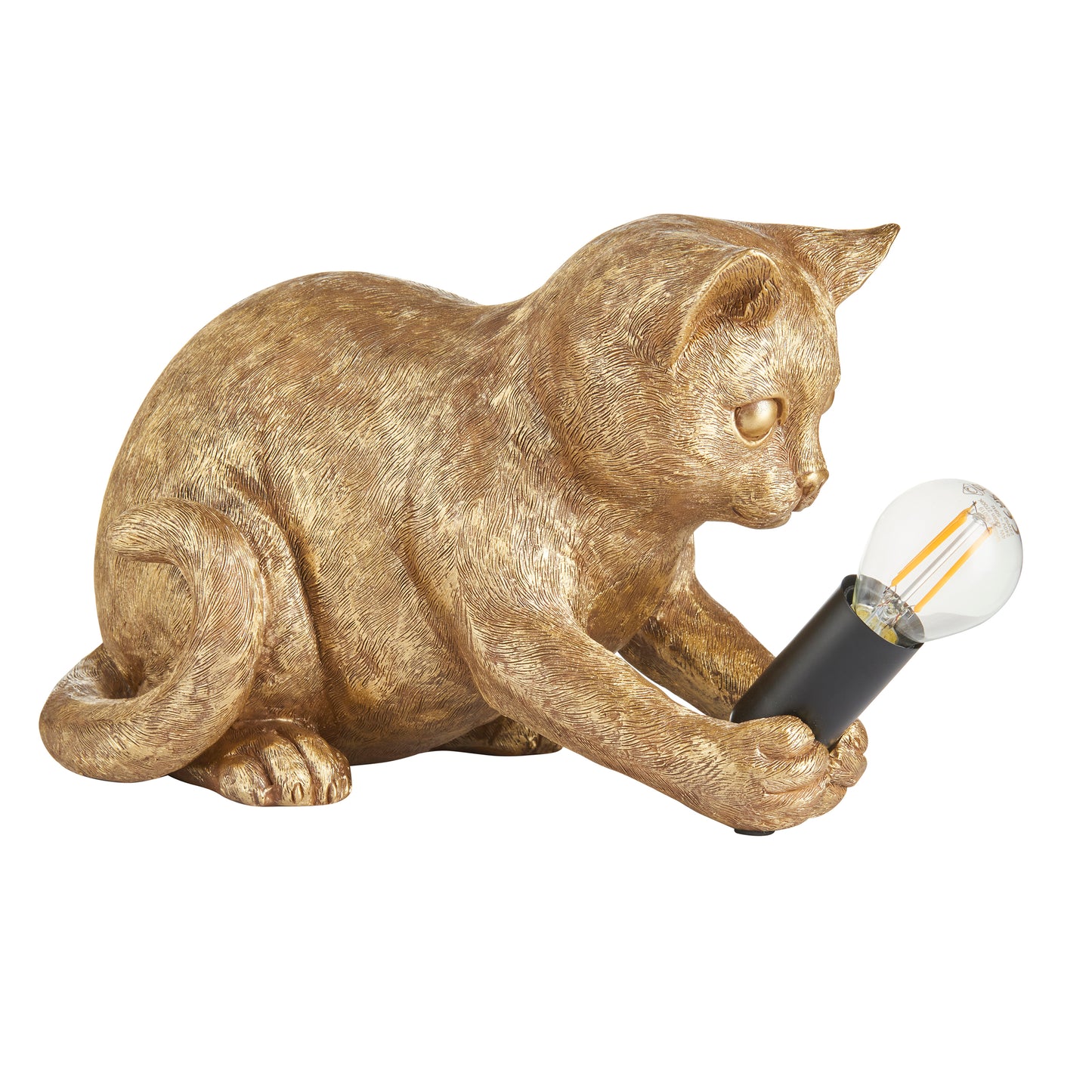 Kitten Sculpture Table Lamp With Braided Cable and E14 Lamp holder (ENDON 107389 / 107390)