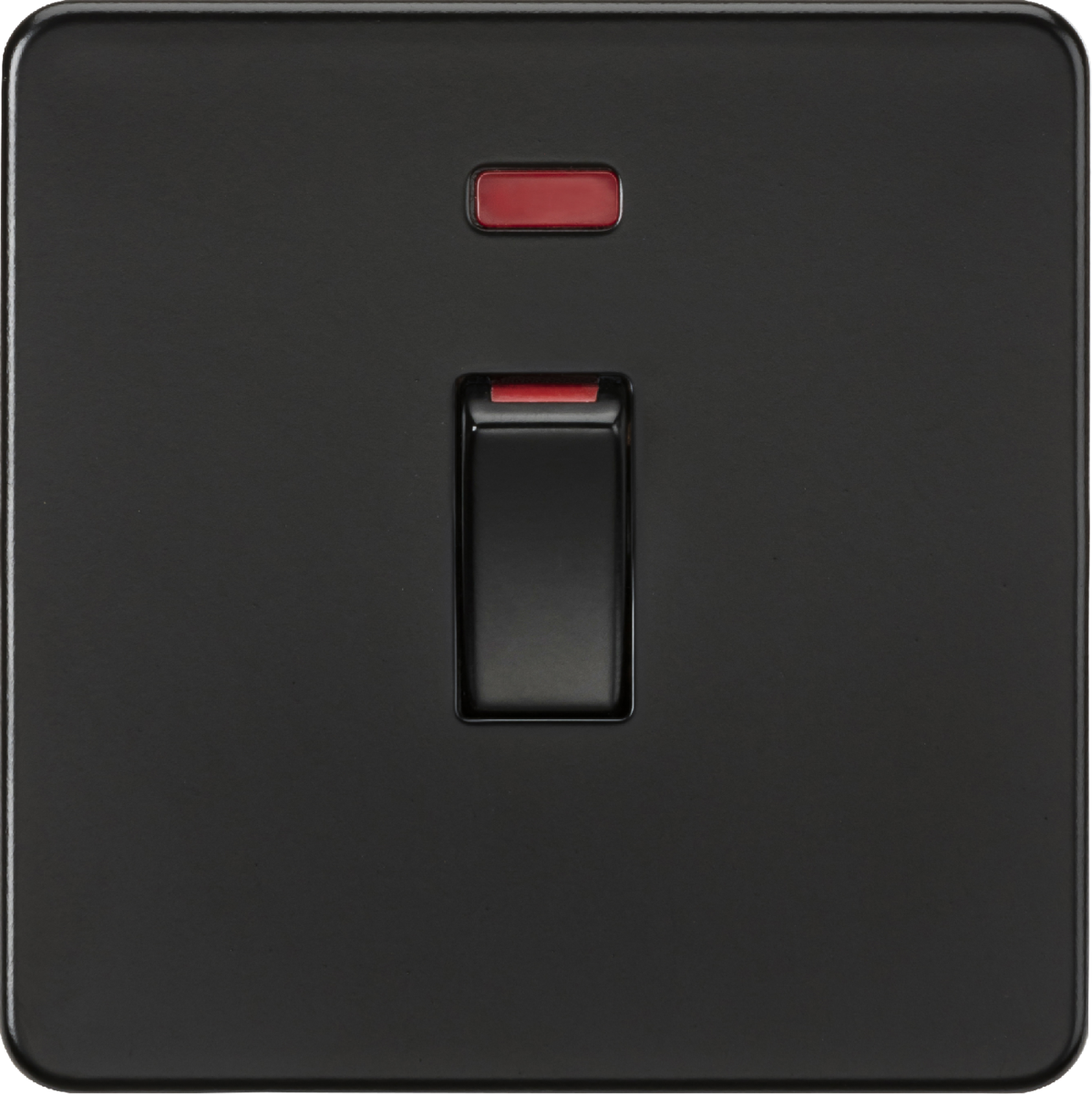 Matt Black Flat Plate Screwless 45A DP Cooker Switch with Neon (1G size)