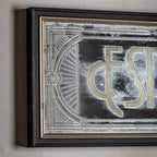 Distressed printed espresso rectangle mirror