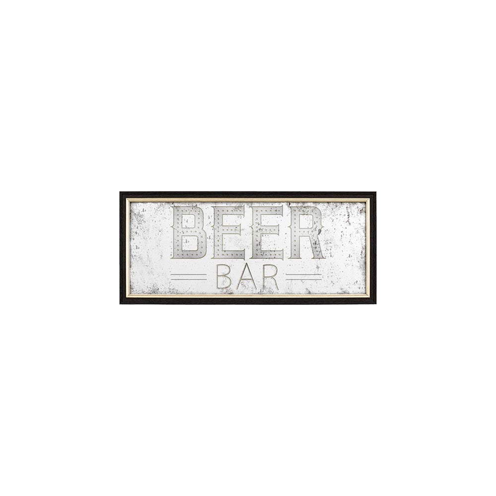 Distressed printed beer rectangle mirror
