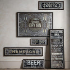 Distressed printed beer rectangle mirror