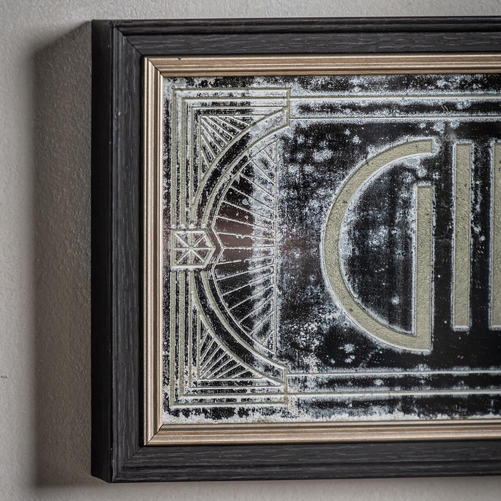Distressed printed gin rectangle mirror