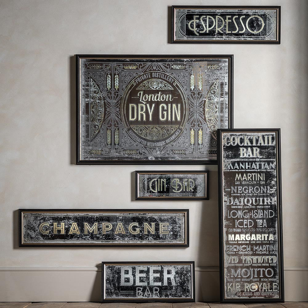 Distressed printed gin rectangle mirror