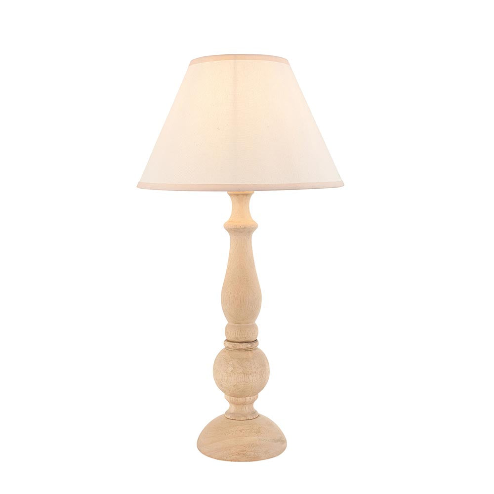 Hidcote Traditional Turned Wood Table Lamp With Ivy 30cm Vintage Shade, 1x B22