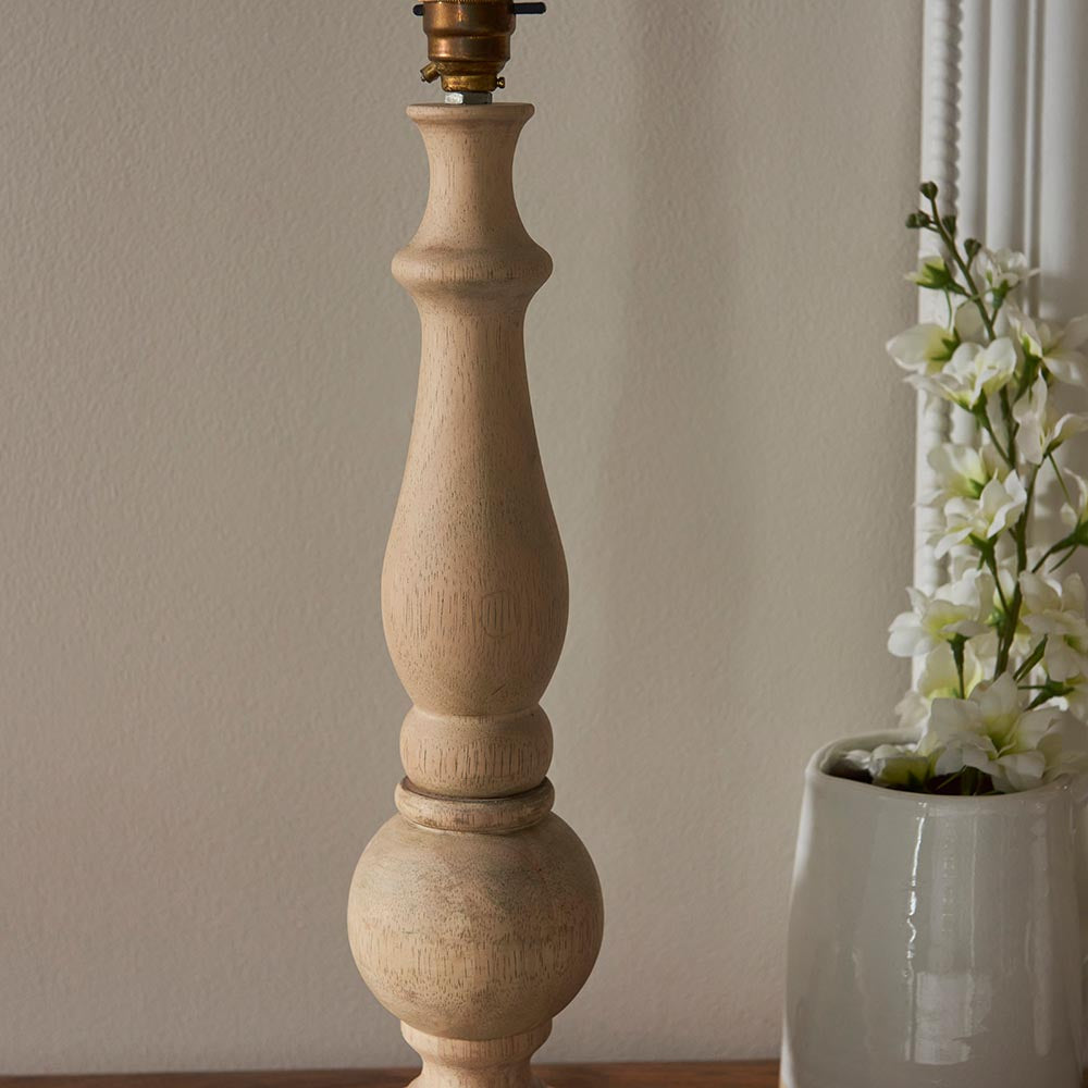 Hidcote Traditional Turned Wood Table Lamp With Ivy 30cm Vintage Shade, 1x B22